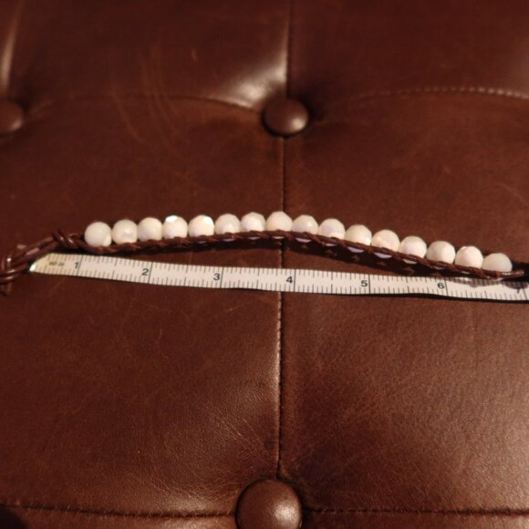 $145 Chan Luu bracelet with white stones brown leather tag stamped CL - Picture 9 of 11